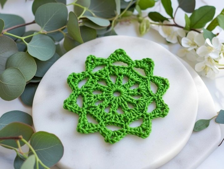Round Crochet Coaster Pattern | Easy Motif PDF + Video Tutorial