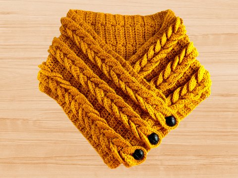 Braided Crochet Scarf Pattern – Double Layered Cowl PDF + Video