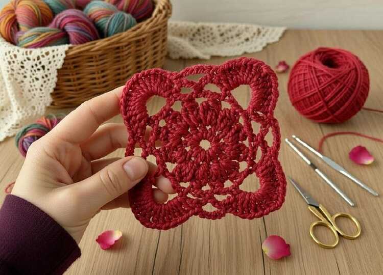 Crochet Square Coaster PDF + Video Tutorial (English Only)