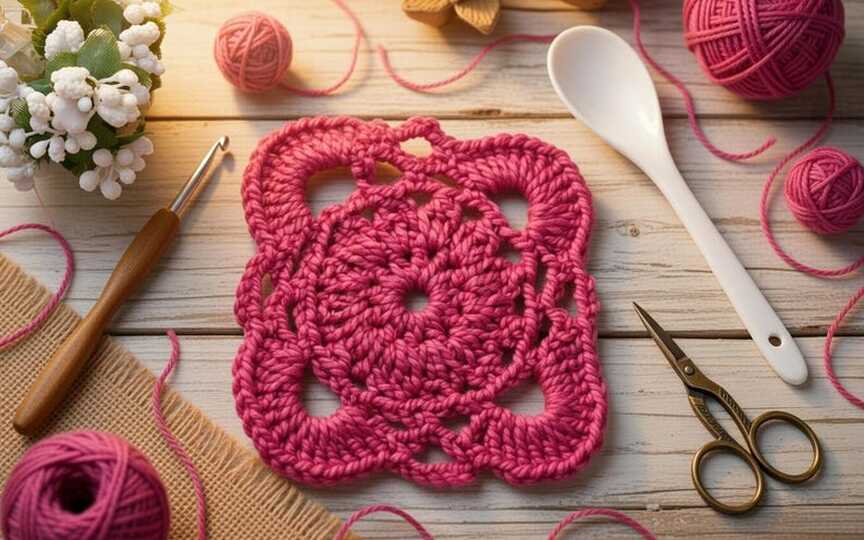 Crochet Square Coaster PDF + Video Tutorial (English Only)