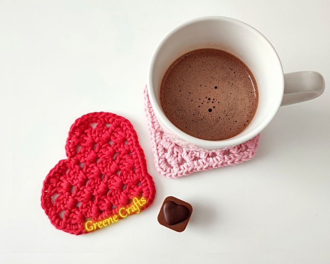 Granny Stitch Heart Coaster - Crochet Pattern