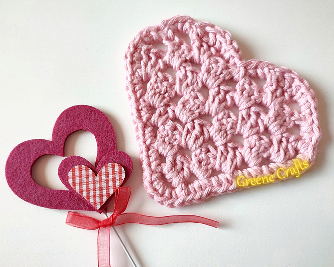 Granny Stitch Heart Coaster - Crochet Pattern