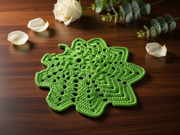 Crochet Leaf Coaster Pattern PDF with Video Tutorial
