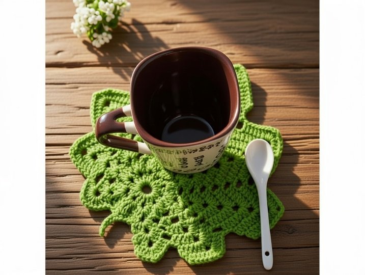 Crochet Leaf Coaster Pattern PDF with Video Tutorial