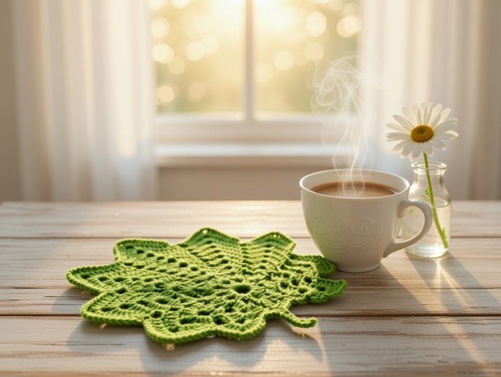 Crochet Leaf Coaster Pattern PDF with Video Tutorial