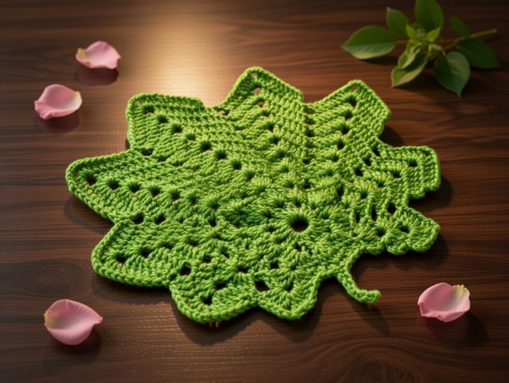 Crochet Leaf Coaster Pattern PDF with Video Tutorial