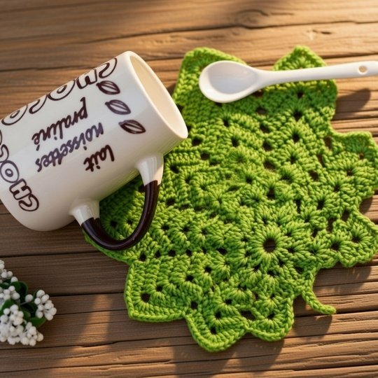 Crochet Leaf Coaster Pattern PDF with Video Tutorial