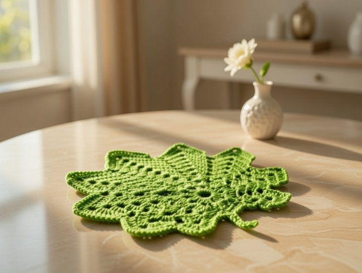 Crochet Leaf Coaster Pattern PDF with Video Tutorial