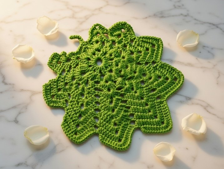 Crochet Leaf Coaster Pattern PDF with Video Tutorial