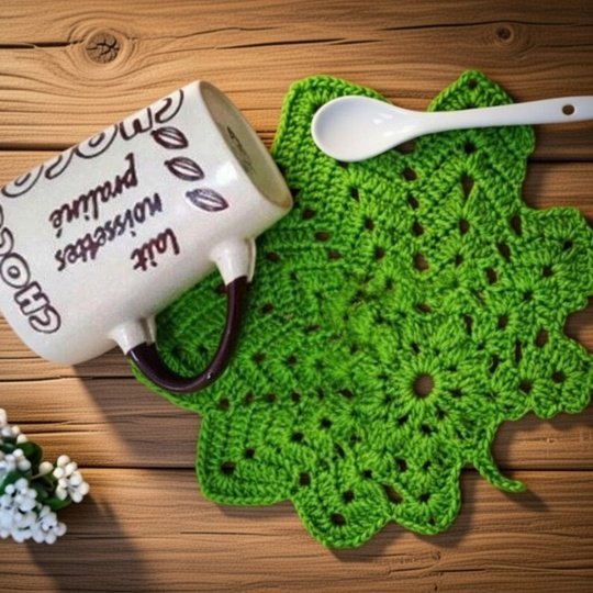 Crochet Leaf Coaster Pattern PDF with Video Tutorial