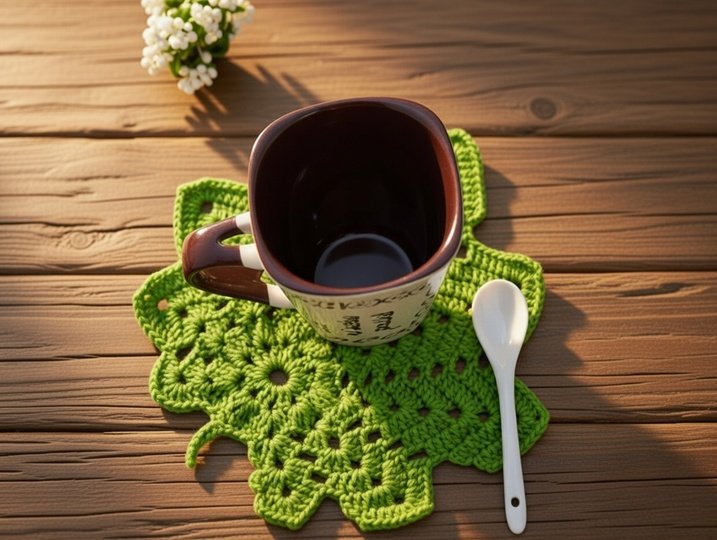 Crochet Leaf Coaster Pattern PDF with Video Tutorial