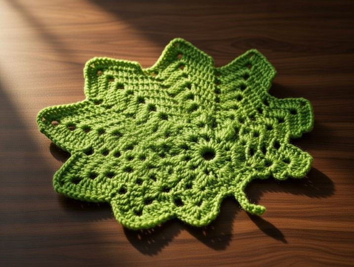 Häkelanleitung Blatt-Untersetzer PDF mit Video-Tutorial