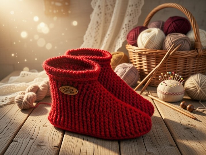 Häkelanleitung Hausschuh-Stiefel • Damen PDF + Video Tutorial