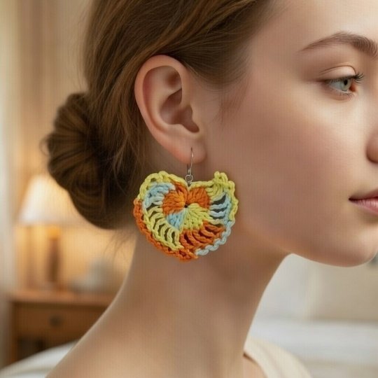 Crochet Heart Earrings Pattern – PDF + English Video Tutorial