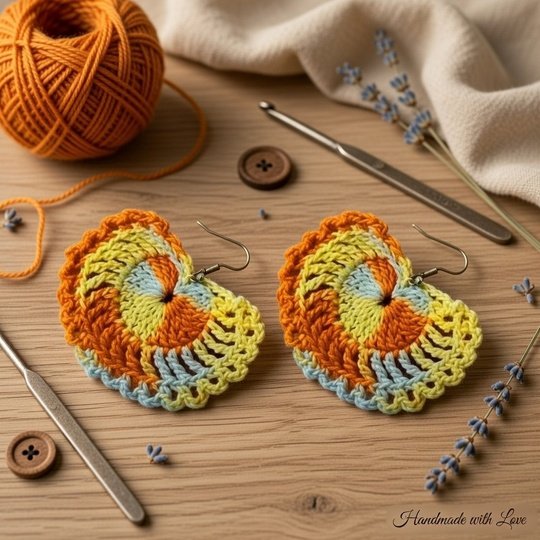 Crochet Heart Earrings Pattern – PDF + English Video Tutorial