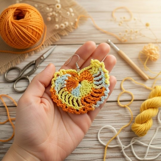 Crochet Heart Earrings Pattern – PDF + English Video Tutorial
