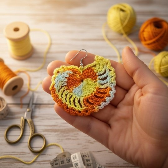 Crochet Heart Earrings Pattern – PDF + English Video Tutorial