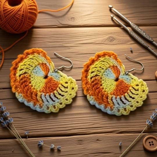 Crochet Heart Earrings Pattern – PDF + English Video Tutorial