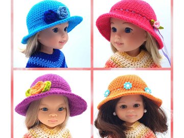 Crochet Pattern for Hats for Dolls like Paola Reina, Wellie Wisher