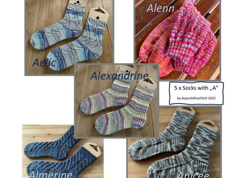 The Second - 5 Socks with "A"