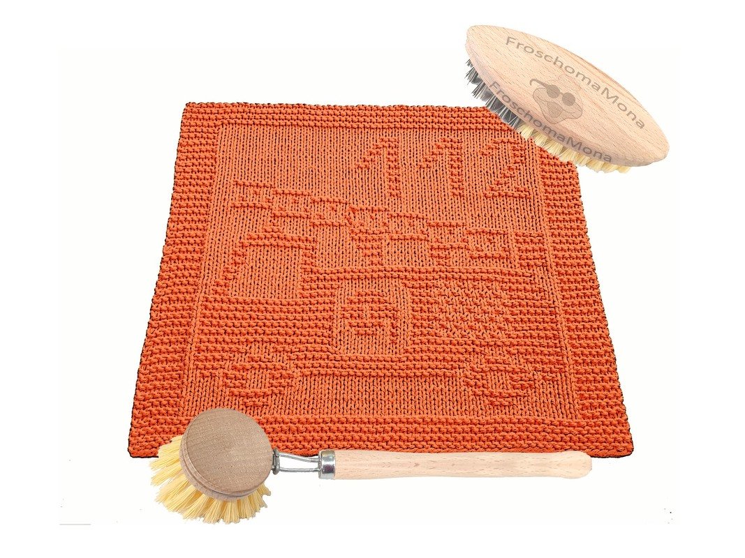Strickmotiv „ Feuerwehrauto 112 “ Deckchen Spüli Waschlappen Anleitung - Bild 5