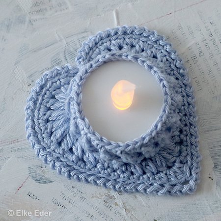 Sweet LED Tealight Holder „Say it with Heart“ - Crochet Pattern
