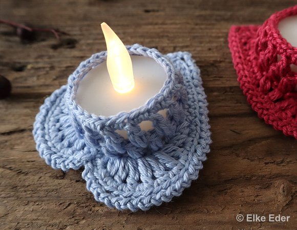 Sweet LED Tealight Holder „Say it with Heart“ - Crochet Pattern