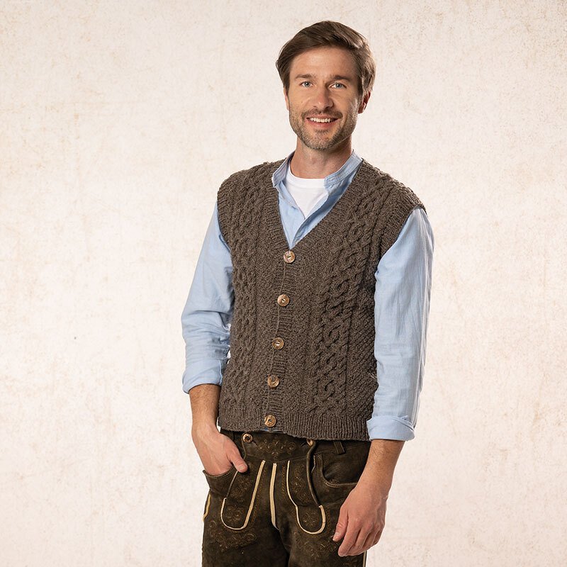 Strickanleitung Herrentrachtenweste "Schafwolle" 763044