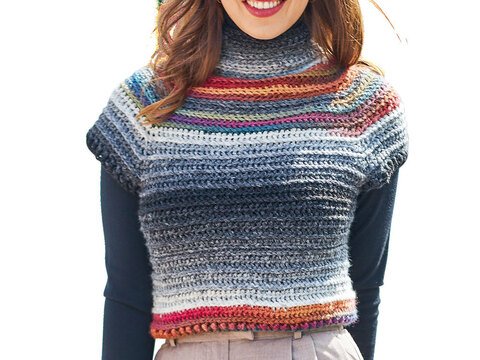 KURZPULLI WONDER-STRIPES, gehäkelt