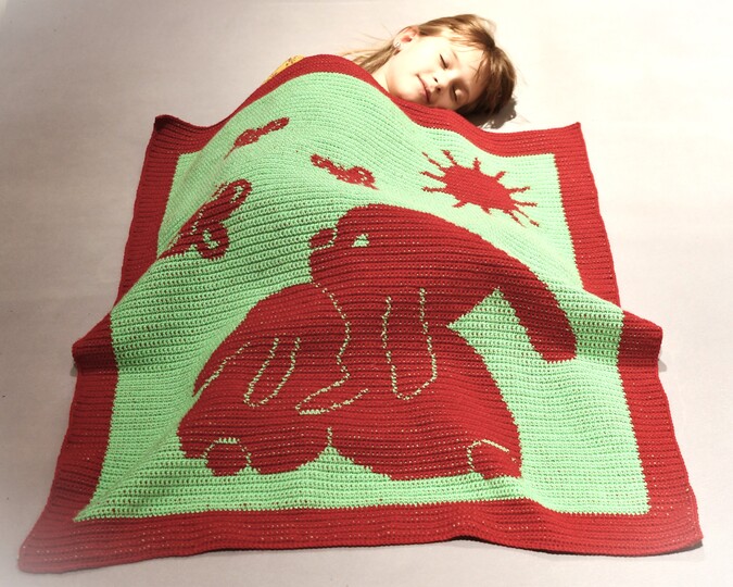 Crochet pattern baby blanket "Happiness"