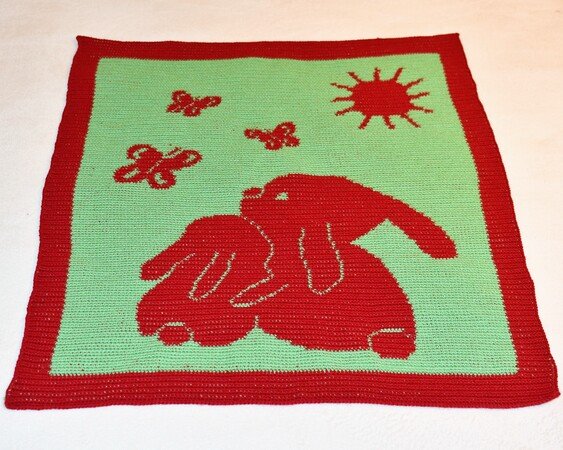 Crochet pattern baby blanket "Happiness"