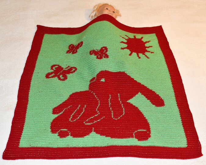 Crochet pattern baby blanket "Happiness"