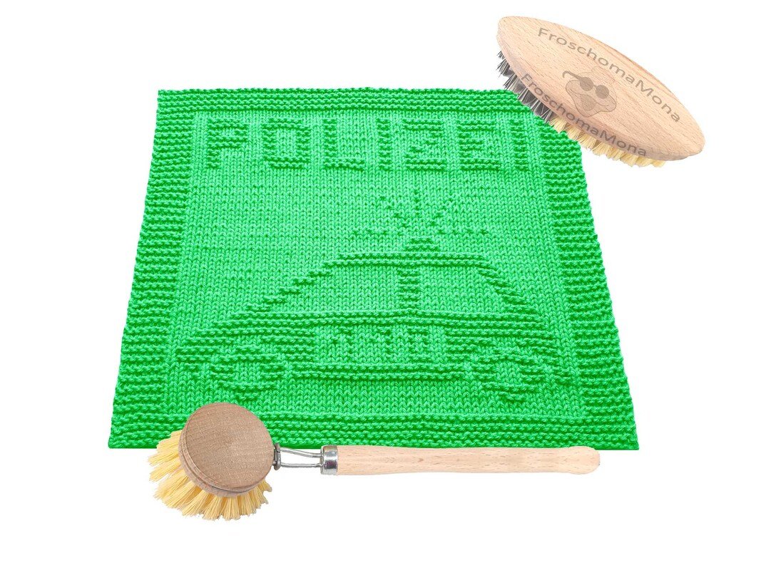 Strickmotiv „ Polizeiauto 110 “ Deckchen Spüllappen Schnuffeltuch Anleitung - Bild 2