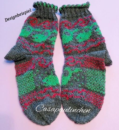 Anleitung Sockenmuster Waltreffen mit mehreren Fäden