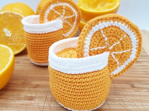 Orangensaft in 2 Größen für Kinderküche Häkelanleitung PDF