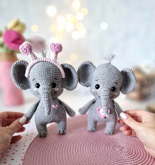 Crochet cute elephant for Valentine`s Day