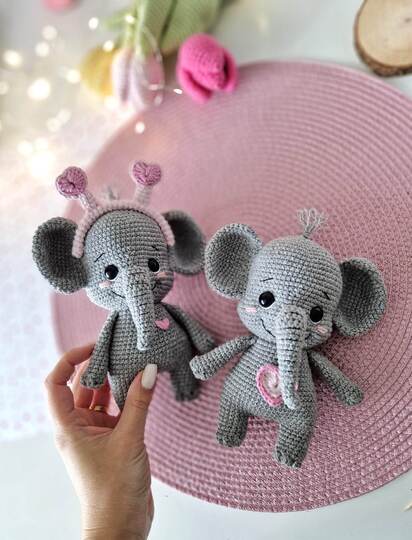Crochet cute elephant for Valentine`s Day