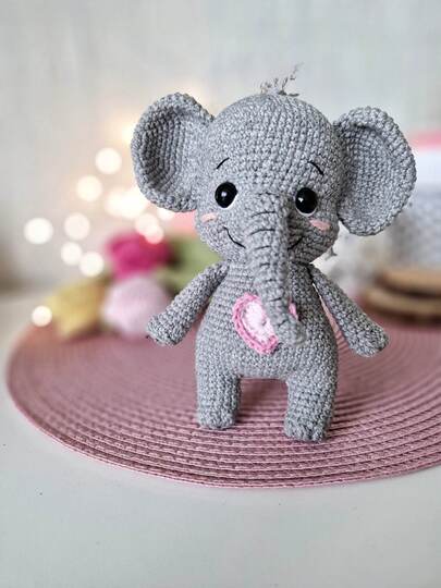 Crochet cute elephant for Valentine`s Day