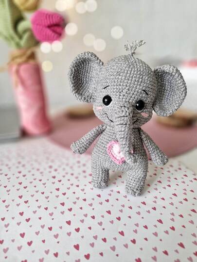 Crochet cute elephant for Valentine`s Day