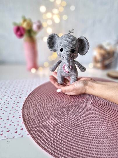 Crochet cute elephant for Valentine`s Day