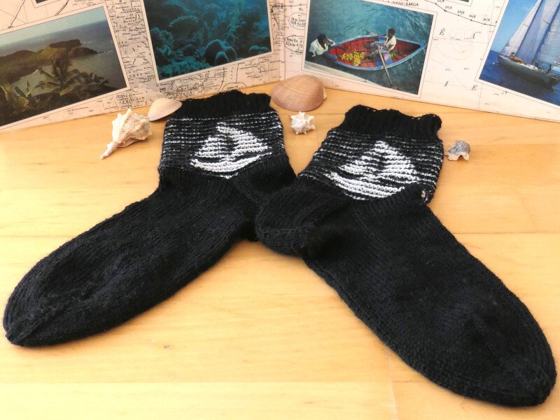 Segelbootsocken Illusionsstricken