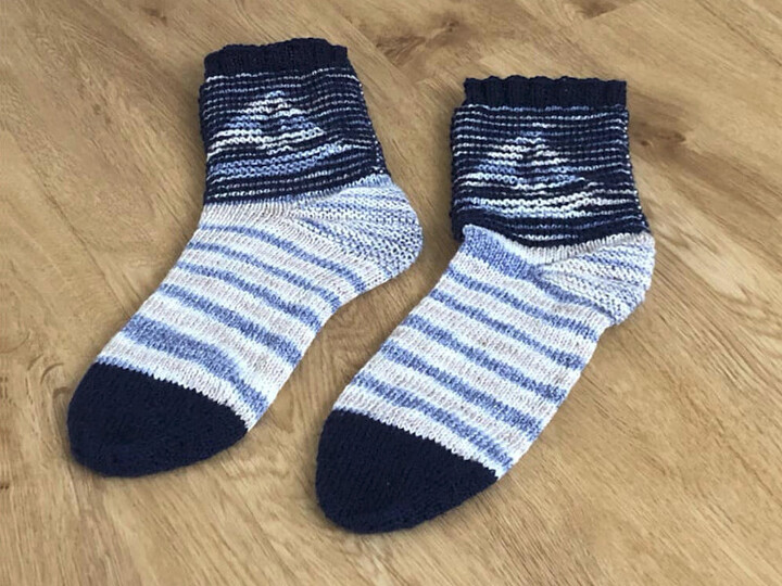 Segelbootsocken Illusionsstricken