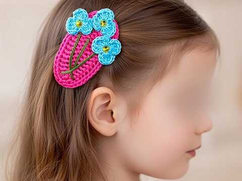 Crochet Flower Hair Clip Pattern + Video (English Only Tutorial)