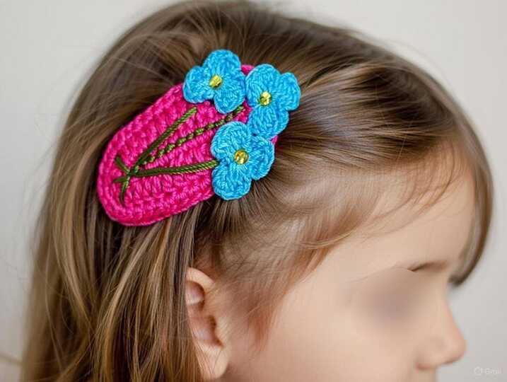 Crochet Flower Hair Clip Pattern + Video (English Only Tutorial)