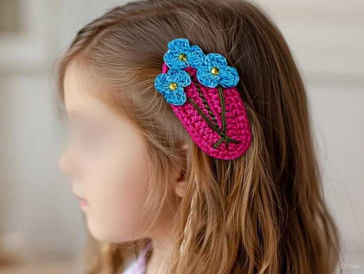 Crochet Flower Hair Clip Pattern + Video (English Only Tutorial)