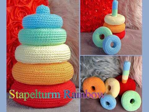Häkelanleitung für Stapelturm Rainbow