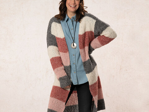 Strickanleitung Damenlongjacke "Hamina" 763032