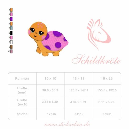 Schildkröte "Mathilda" Süßes Babymotiv Stickdatei von Stickzebra