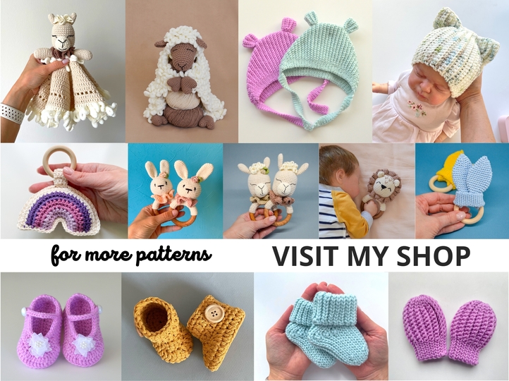 Crochet baby cat ear hat pattern PDF, Ribbed beanie, newborn to 24 months