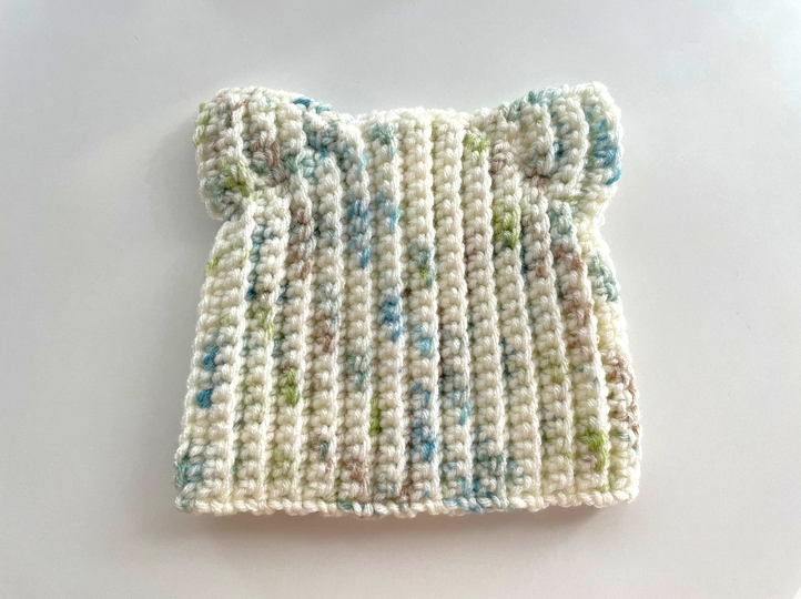 Crochet baby cat ear hat pattern PDF, Ribbed beanie, newborn to 24 months